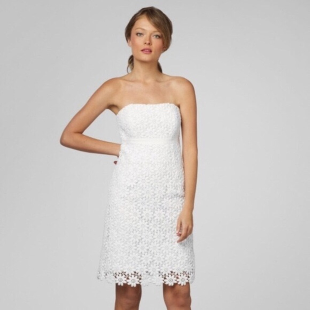 LILLY PULITZER Bowen Floral Strapless White Lace Dress NEW Size 2